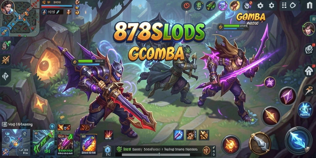 Screenshot utama 8728SLOTS menunjukkan aksi seru dalam pertarungan MOBA.