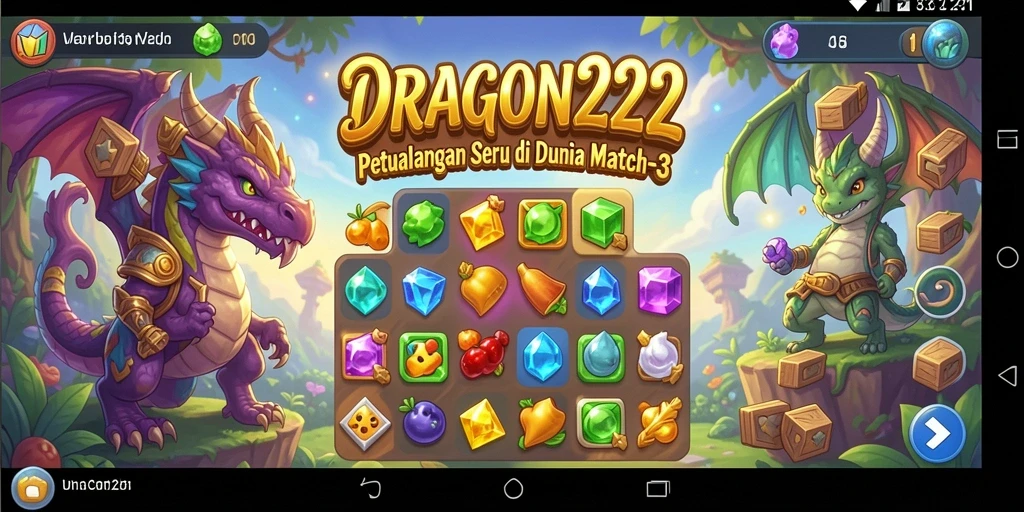 Tampilan gameplay seru dari DRAGON222 di dunia Match-3.