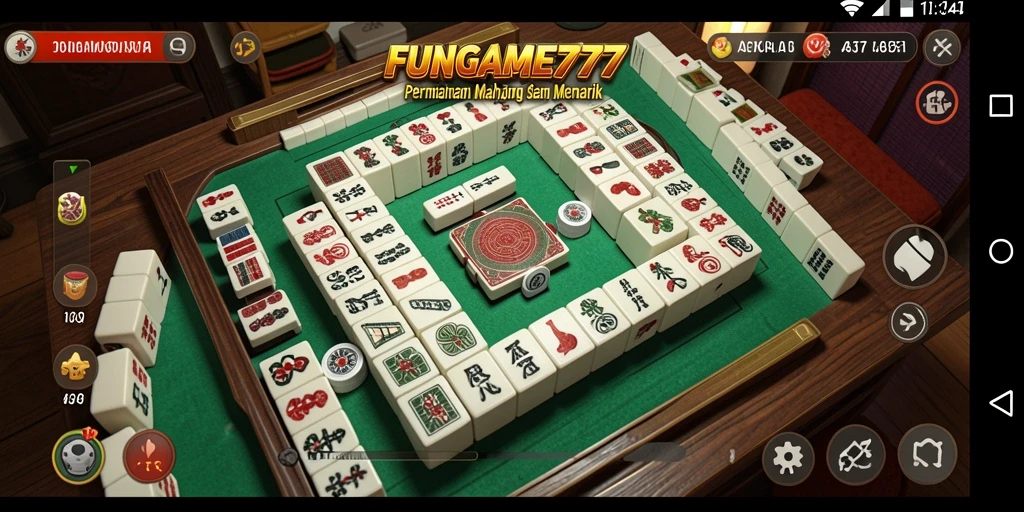 Screenshot FUNGAME777 menampilkan gameplay Mahjong yang seru dan interaktif.