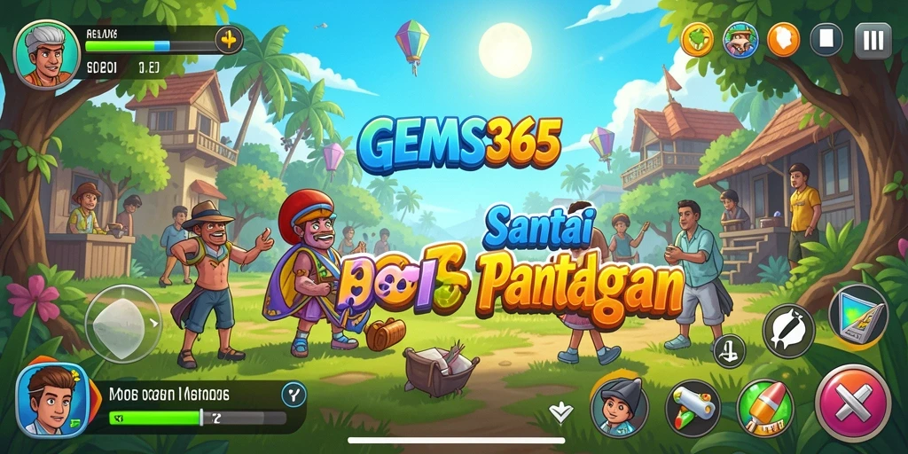 Screenshot GEMS365 menunjukkan gameplay menyenangkan dan penuh warna.