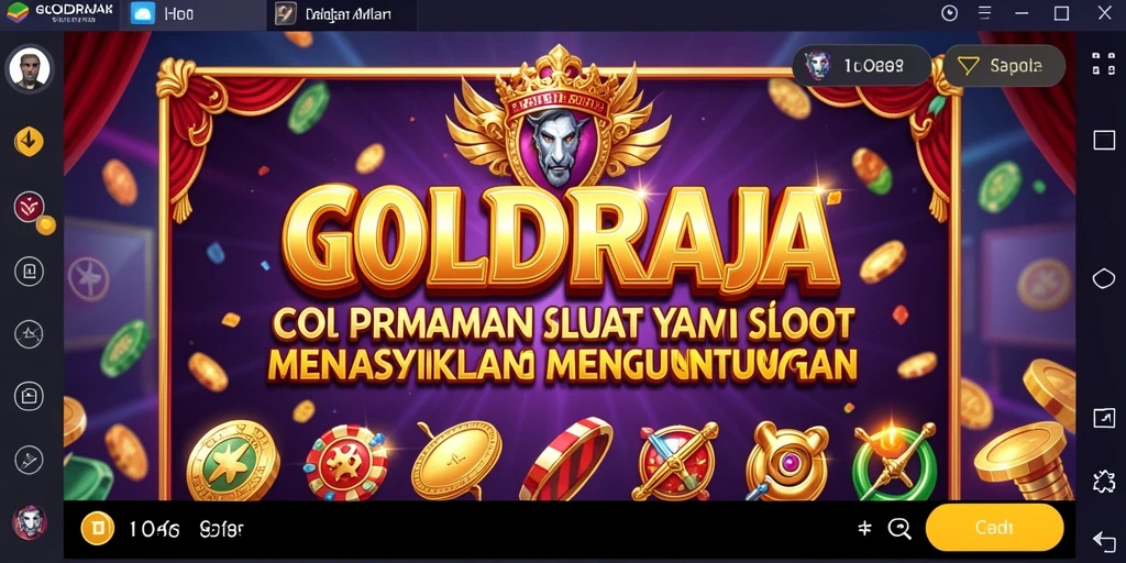 Screenshot dari gameplay GOLDRAJA, menampilkan simbol dan fitur slot yang menarik.