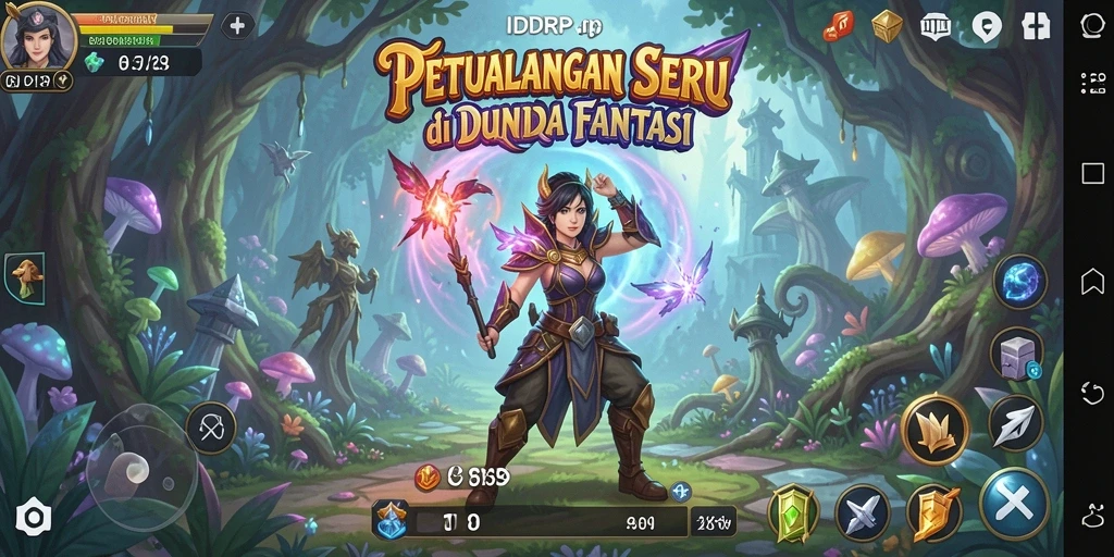 Tampilan gameplay <strong>IDRRP</strong> menampilkan pertarungan epik di dunia fantasi.