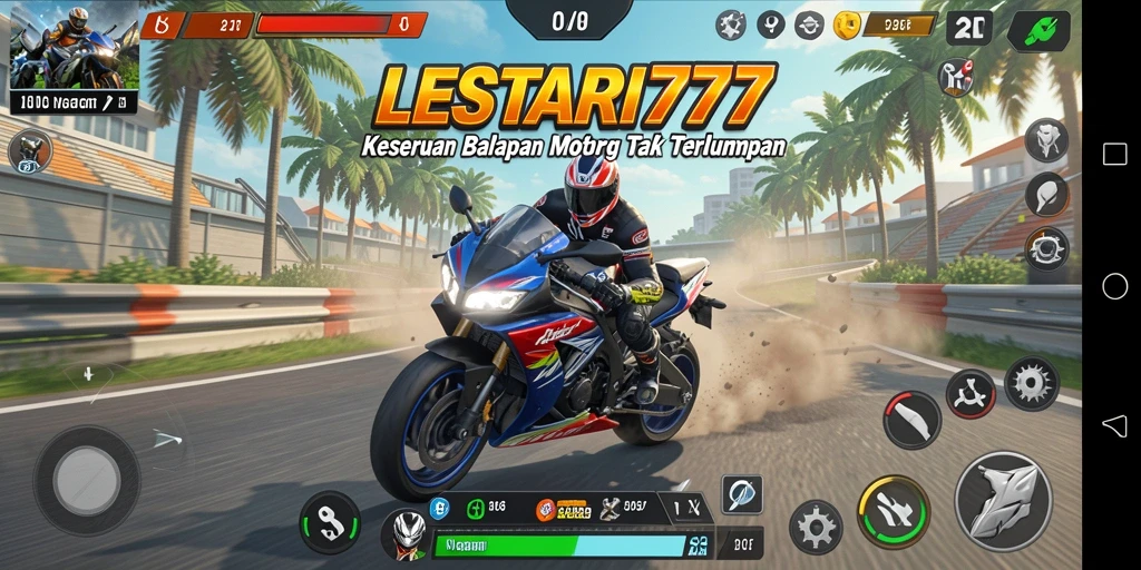 Gameplay seru balapan motor di lintasan menantang.