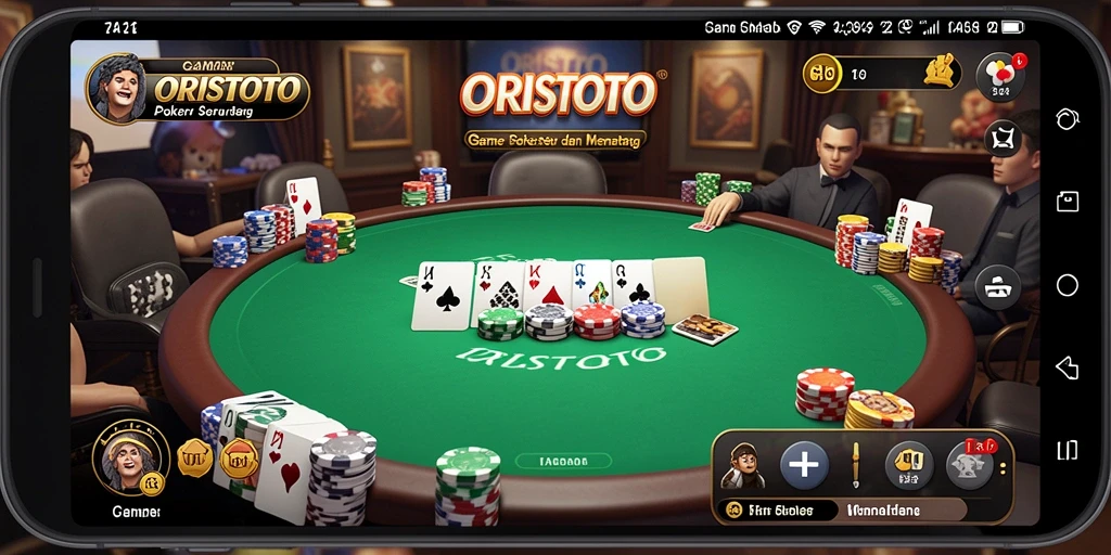 Tampilan gameplay seru di ORISTOTO yang menarik perhatian pemain poker.