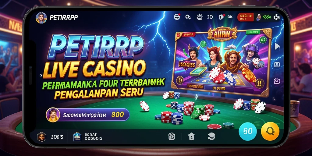 Screenshot PETIRRP menampilkan dealer langsung dan permainan kasino yang mendebarkan.