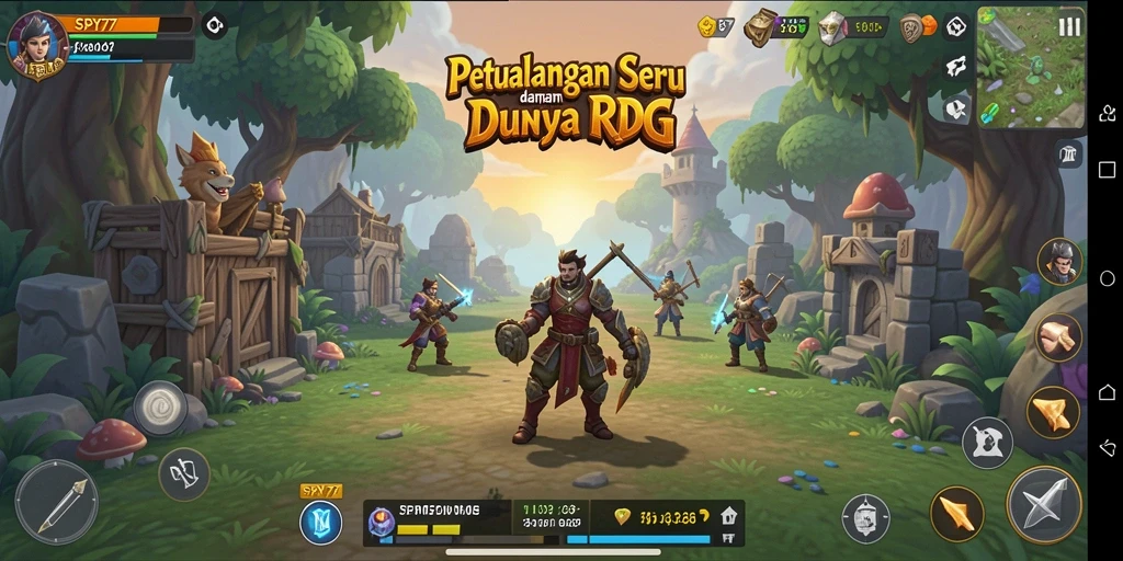 Gameplay SPY77 menampilkan karakter dan aksi seru dalam pertempuran RPG.