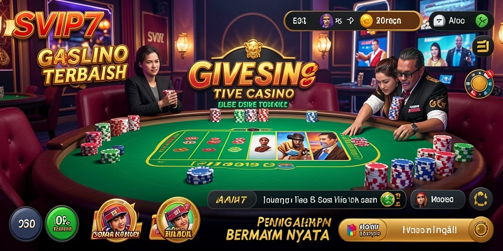 Screenshot gameplay SVIP7 menampilkan dealer langsung dan tabel permainan yang menarik.