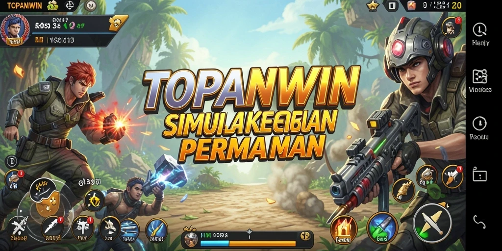 Tampilan gameplay yang menampilkan dunia interaktif TOPANWIN.