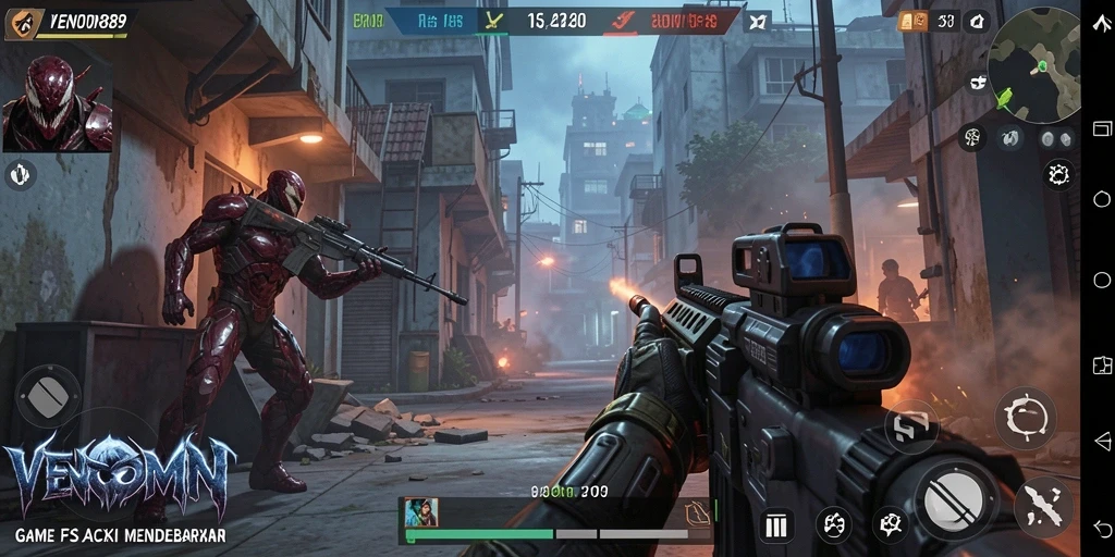 Gameplay epik dalam VENOM889 dengan aksi FPS yang intens.