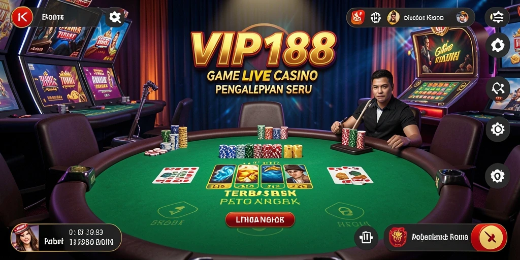 Tampilan gameplay Live Casino yang menarik dan interaktif di VIP188.